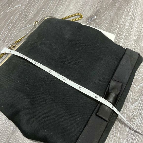 Vintage Black Evening Bag Bow Accent 7”w x 7.5”h x 1” d - Picture 8 of 9